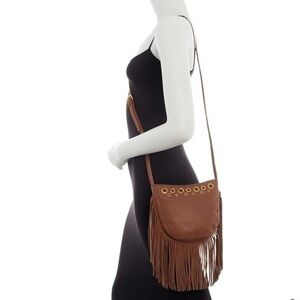 NEW HOBO BROWN LEATHER FRINGES CROSSBODY BAG ( B13)
